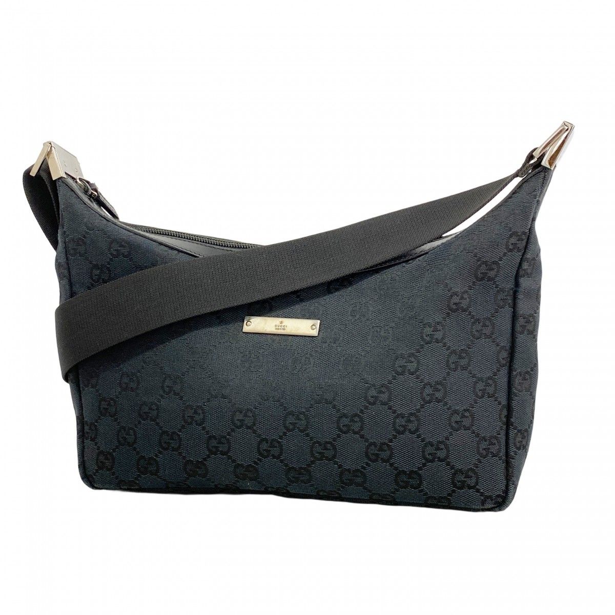 Gucci Shoulder Bag GG Canvas Black Silver