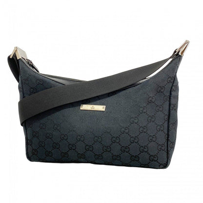 Gucci Shoulder Bag GG Canvas Black Silver