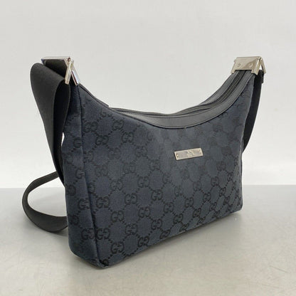Gucci Shoulder Bag GG Canvas Black Silver — view 2
