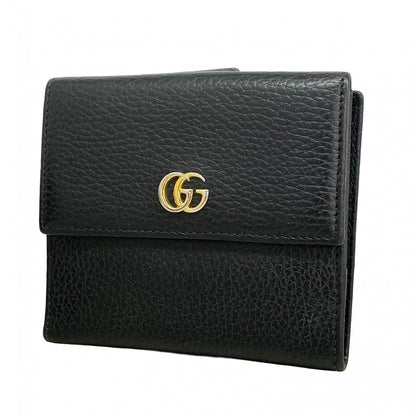 Gucci Wallet GG Marmont Leather Black Gold