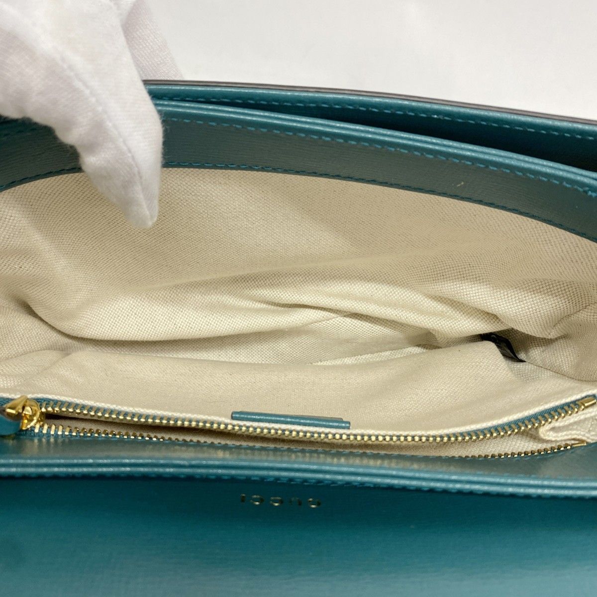 Gucci Shoulder Bag Horsebit Leather Green Blue Gold — view 4