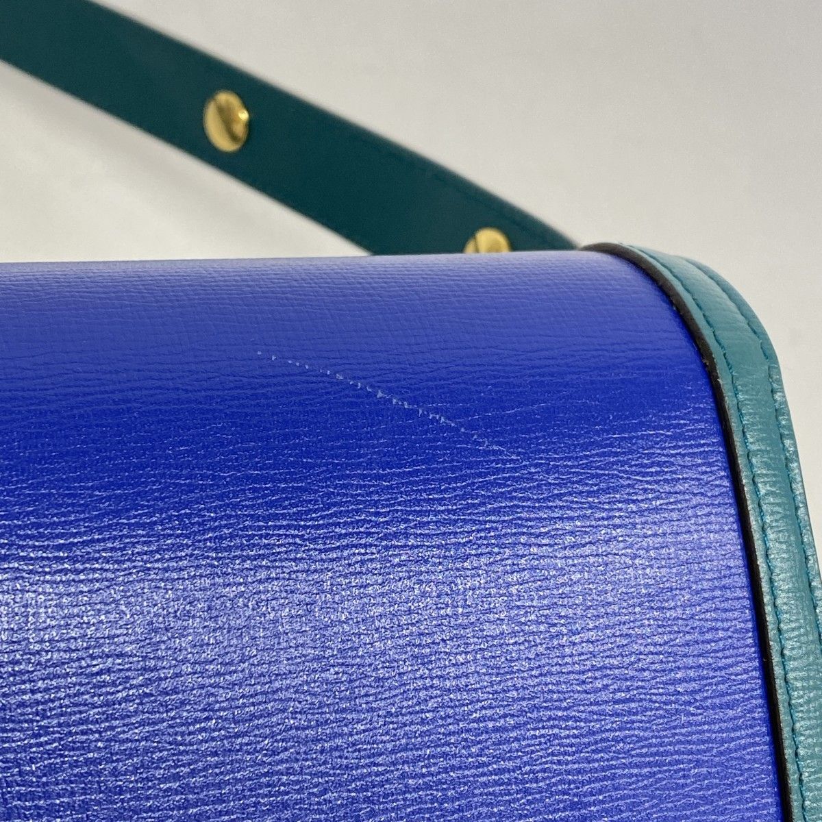 Gucci Shoulder Bag Horsebit Leather Green Blue Gold — view 7