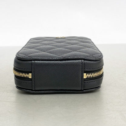 Chanel Shoulder Bag Quilted Caviar Leather Black Champagne Gold — view 3