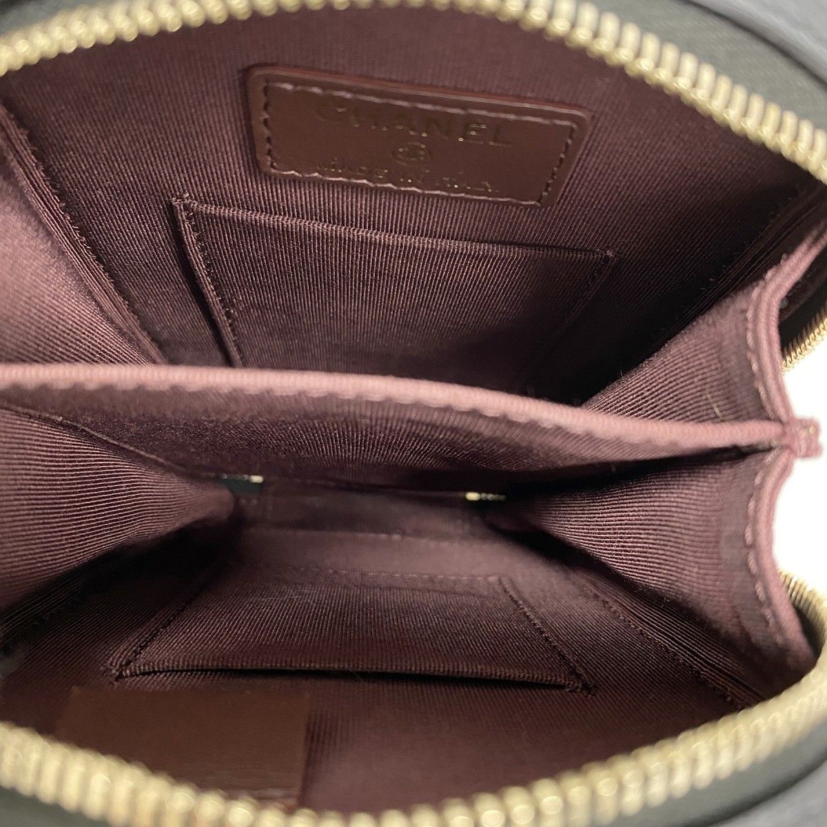 Chanel Shoulder Bag Quilted Caviar Leather Black Champagne Gold — view 4