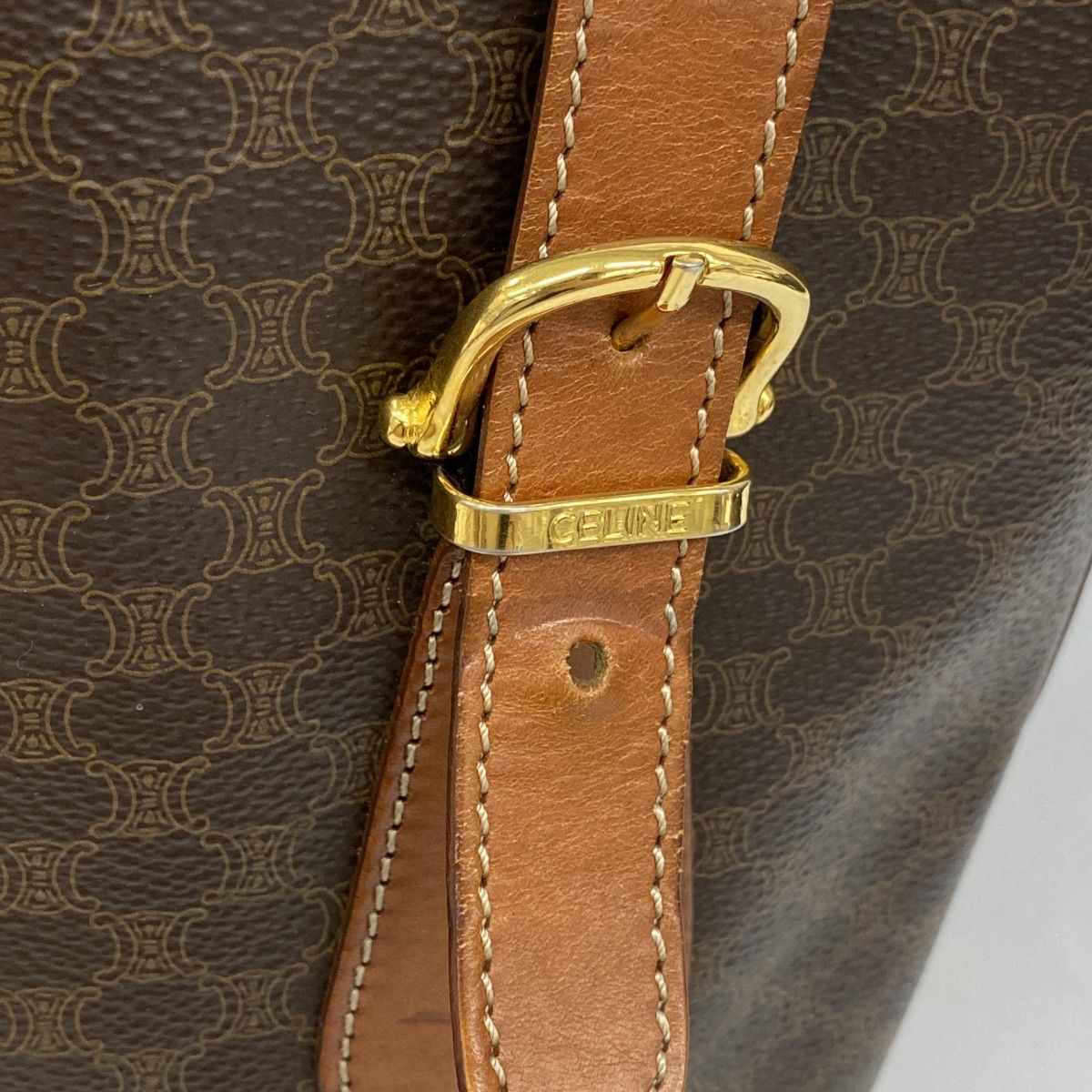 Celine Tote Macadam Brown Gold — view 8