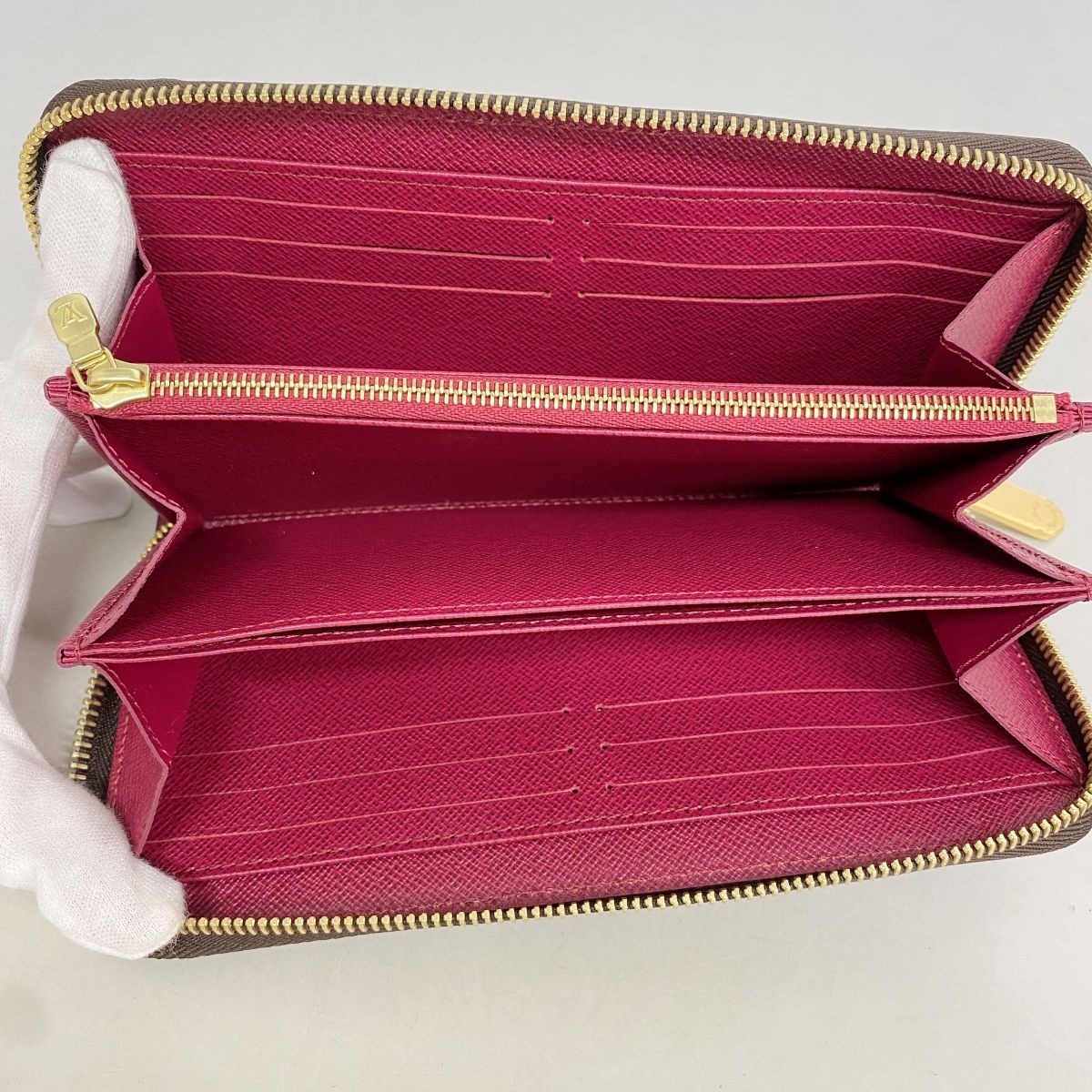 Louis Vuitton Wallet Monogram Zippy Brown Fuchsia Pink — view 3