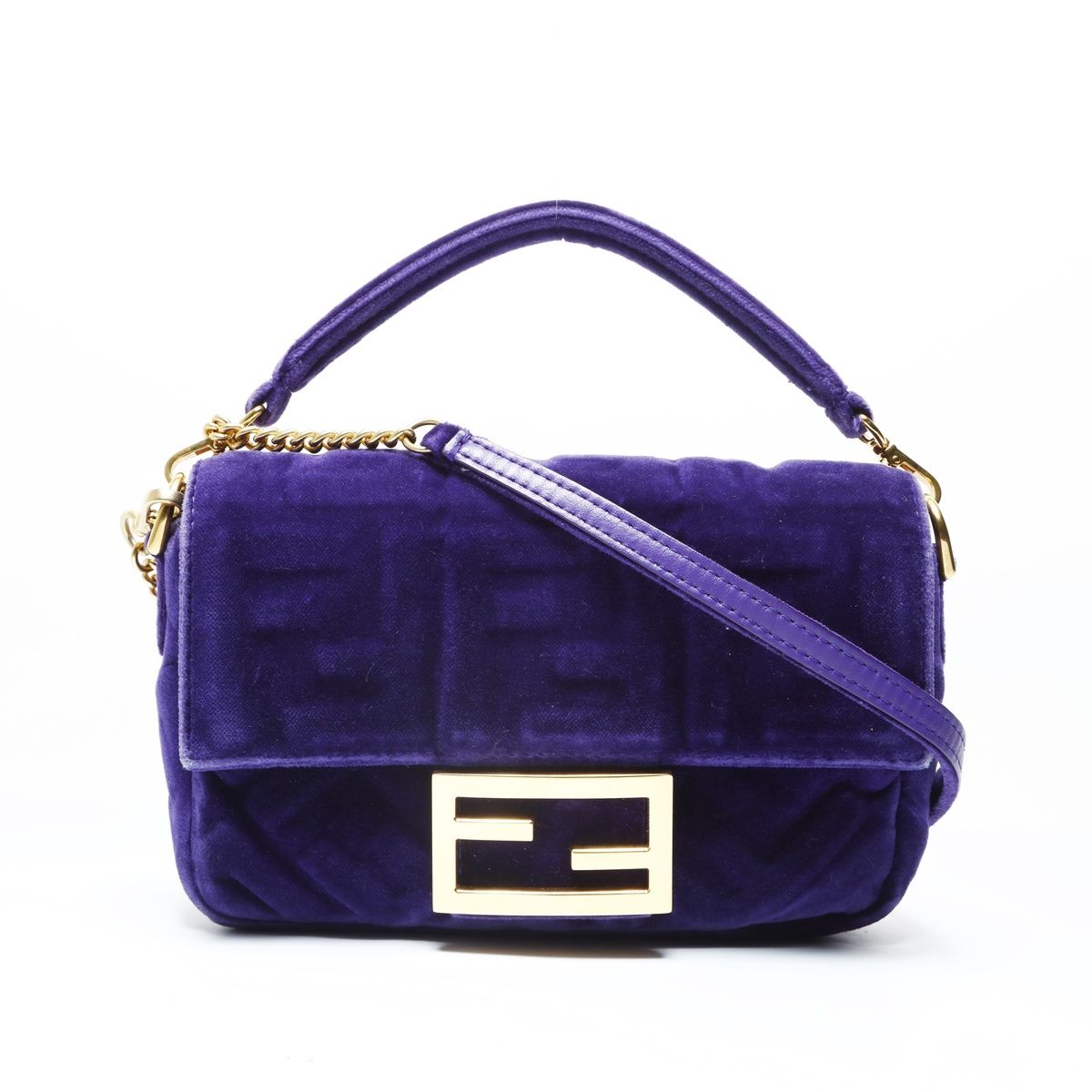 Fendi Shoulder Bag Zucca Velour Mamma Baguette