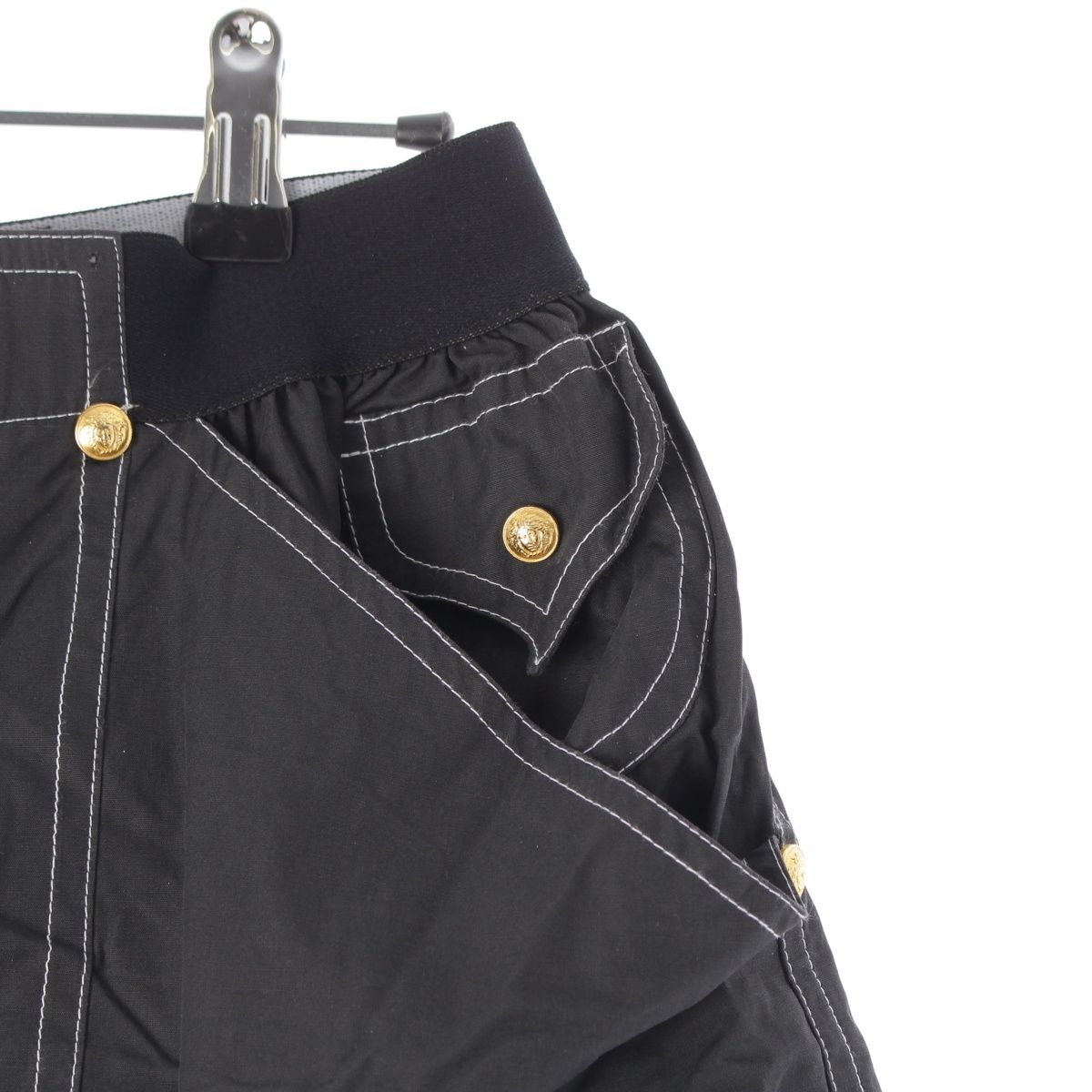 Versace Gianni Cotton Logo Gold Button Pants Half Black 52 — view 4