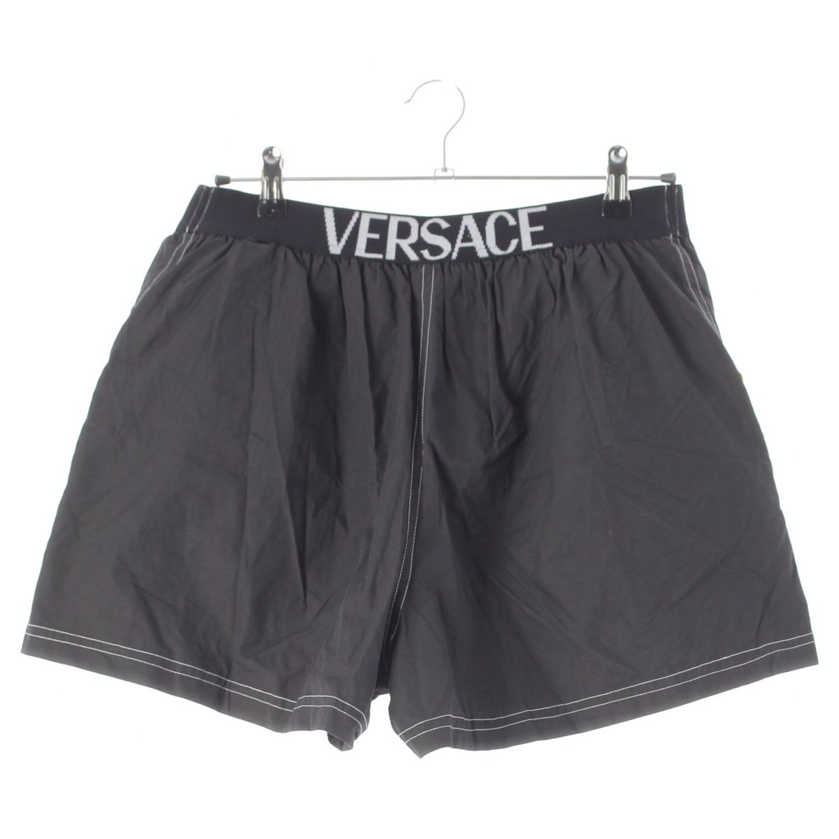 Versace Gianni Cotton Logo Gold Button Pants Half Black 52