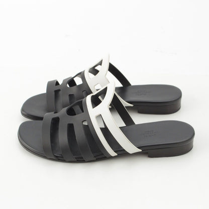 Hermes Camellia Chaine Sandals Black White — view 3