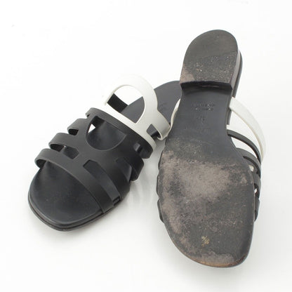Hermes Camellia Chaine Sandals Black White — view 5