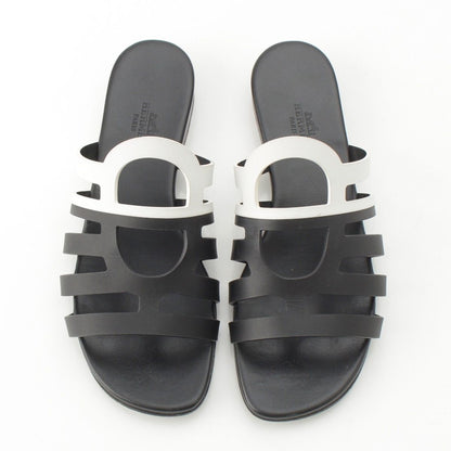 Hermes Camellia Chaine Sandals Black White — view 2