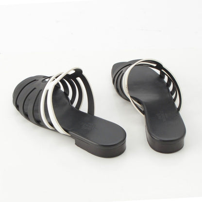 Hermes Camellia Chaine Sandals Black White — view 4