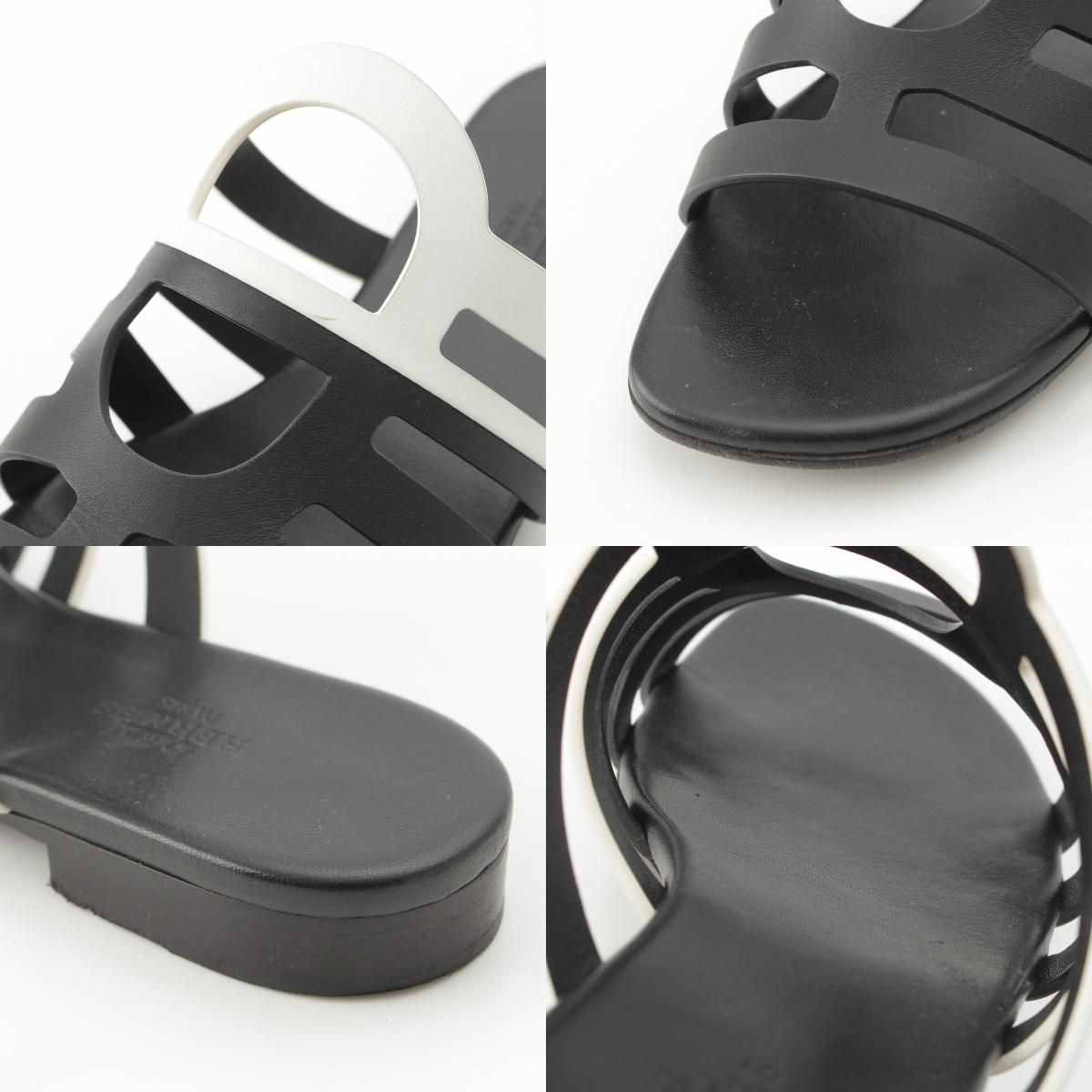 Hermes Camellia Chaine Sandals Black White — view 8