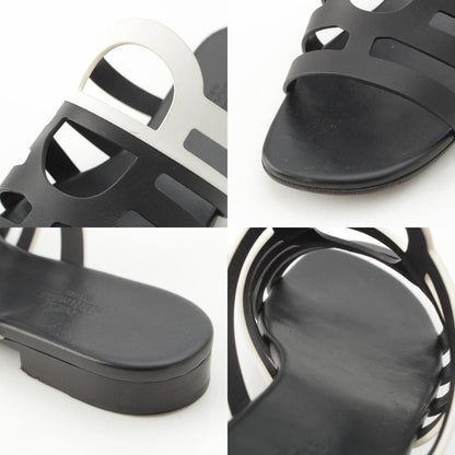 Hermes Camellia Chaine Sandals Black White — view 8