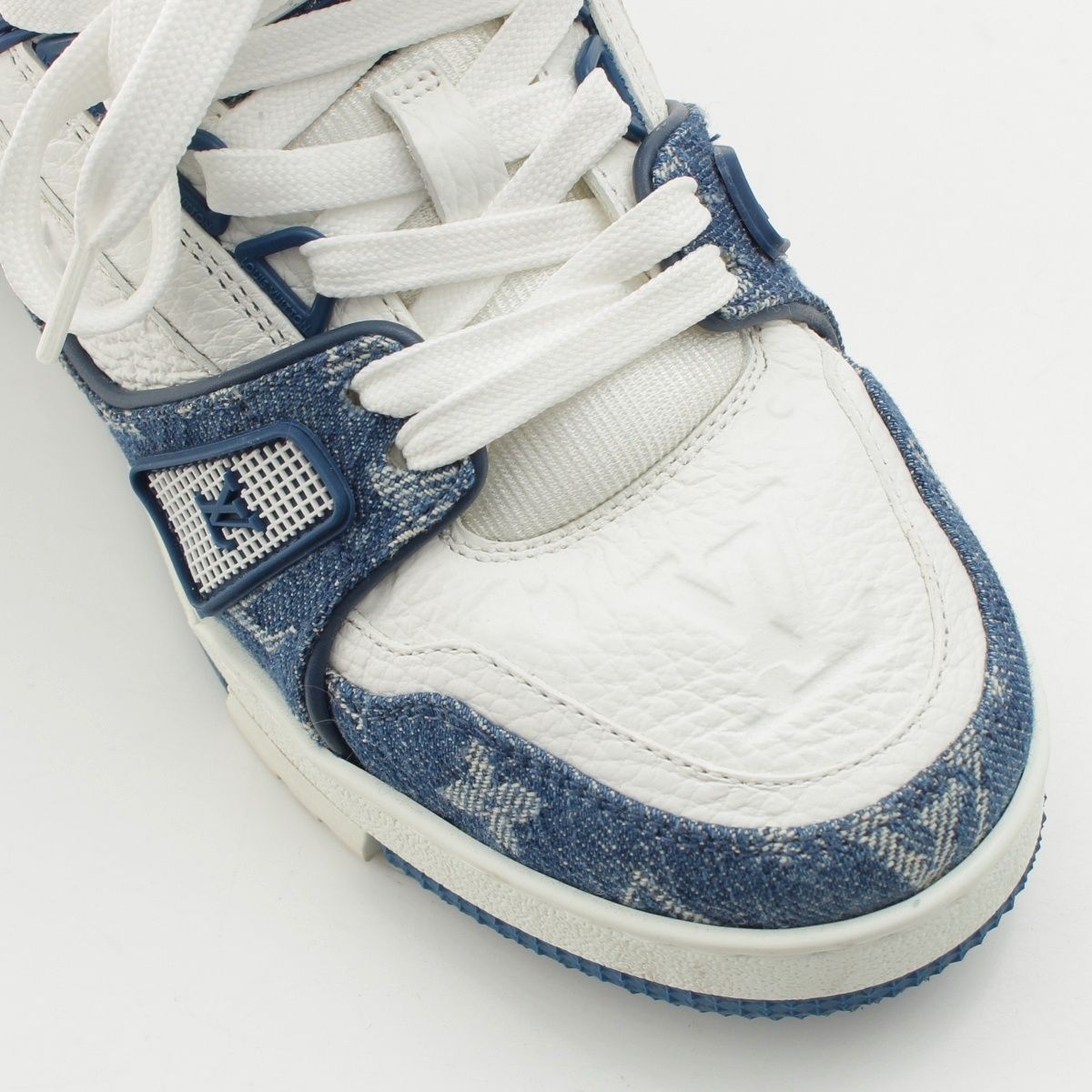 Louis Vuitton LV Denim Leather Low Cut Sneakers Blue — view 6