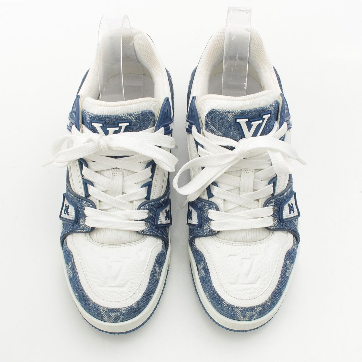 Louis Vuitton LV Denim Leather Low Cut Sneakers Blue — view 2
