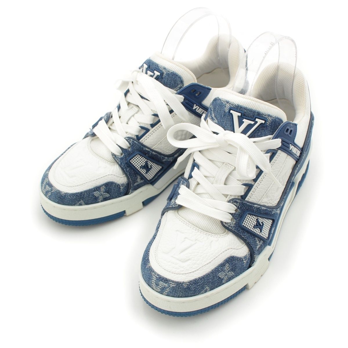 Louis Vuitton LV Denim Leather Low Cut Sneakers Blue
