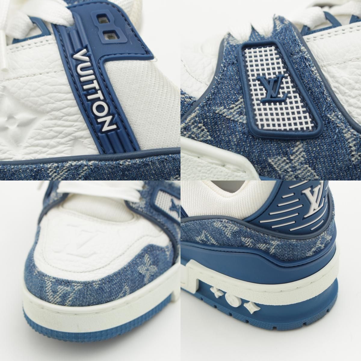Louis Vuitton LV Denim Leather Low Cut Sneakers Blue — view 9
