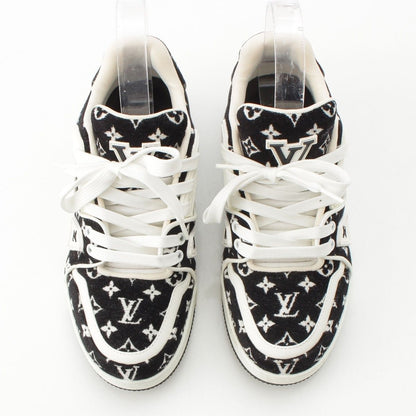 Louis Vuitton LV Velour Leather Low Cut Sneakers Shoes Black — view 2