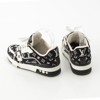 Louis Vuitton LV Velour Leather Low Cut Sneakers Shoes Black — view 4