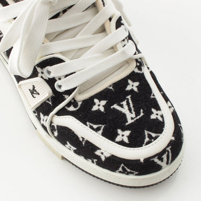 Louis Vuitton LV Velour Leather Low Cut Sneakers Shoes Black — view 6