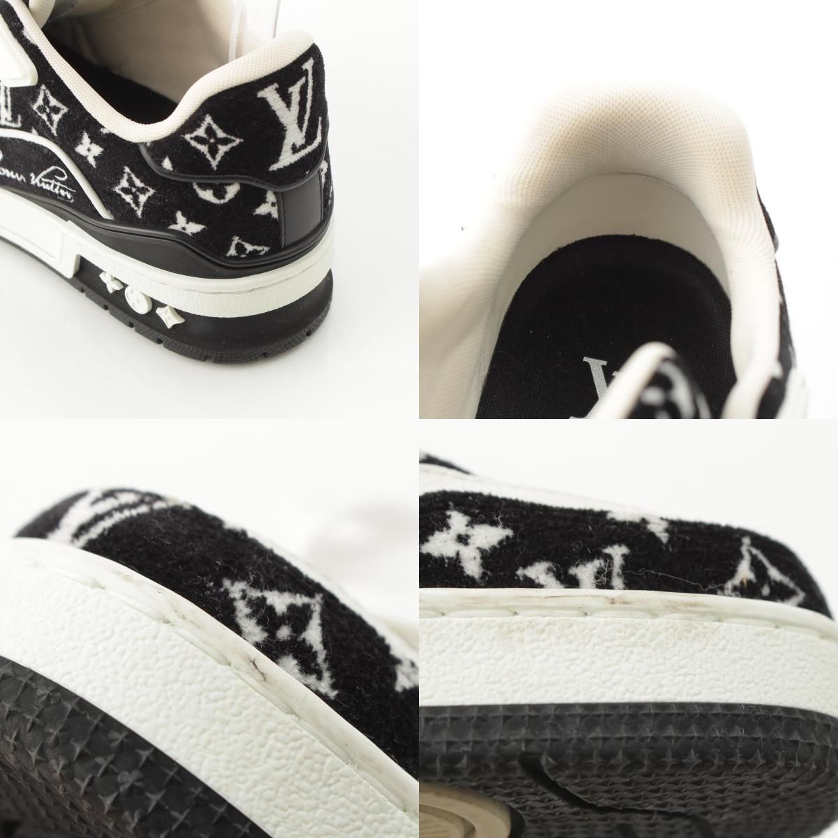 Louis Vuitton LV Velour Leather Low Cut Sneakers Shoes Black — view 9