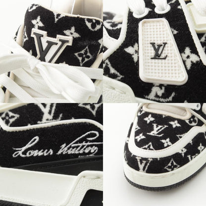 Louis Vuitton LV Velour Leather Low Cut Sneakers Shoes Black — view 8