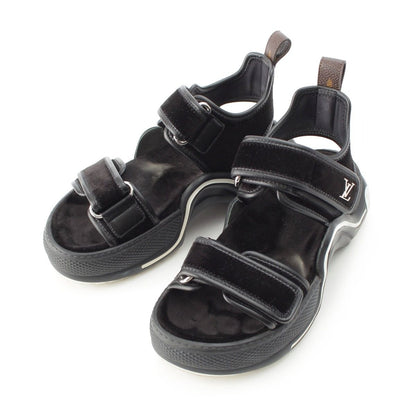 Louis Vuitton LV Arclite Line Velvet Leather Monogram Sandals Black