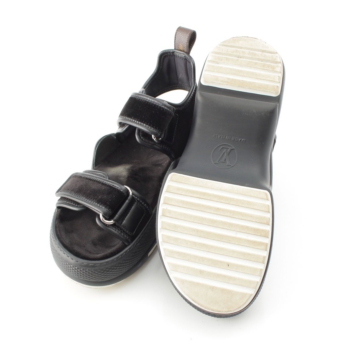 Louis Vuitton LV Arclite Line Velvet Leather Monogram Sandals Black — view 5