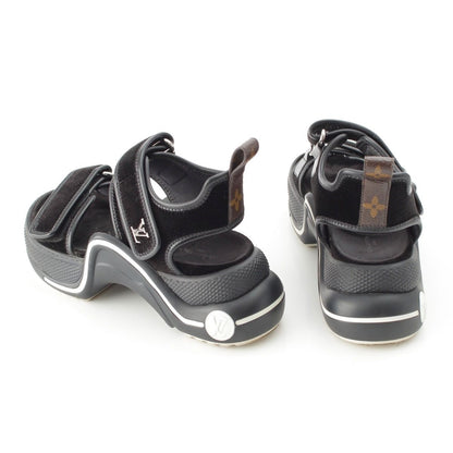 Louis Vuitton LV Arclite Line Velvet Leather Monogram Sandals Black — view 4