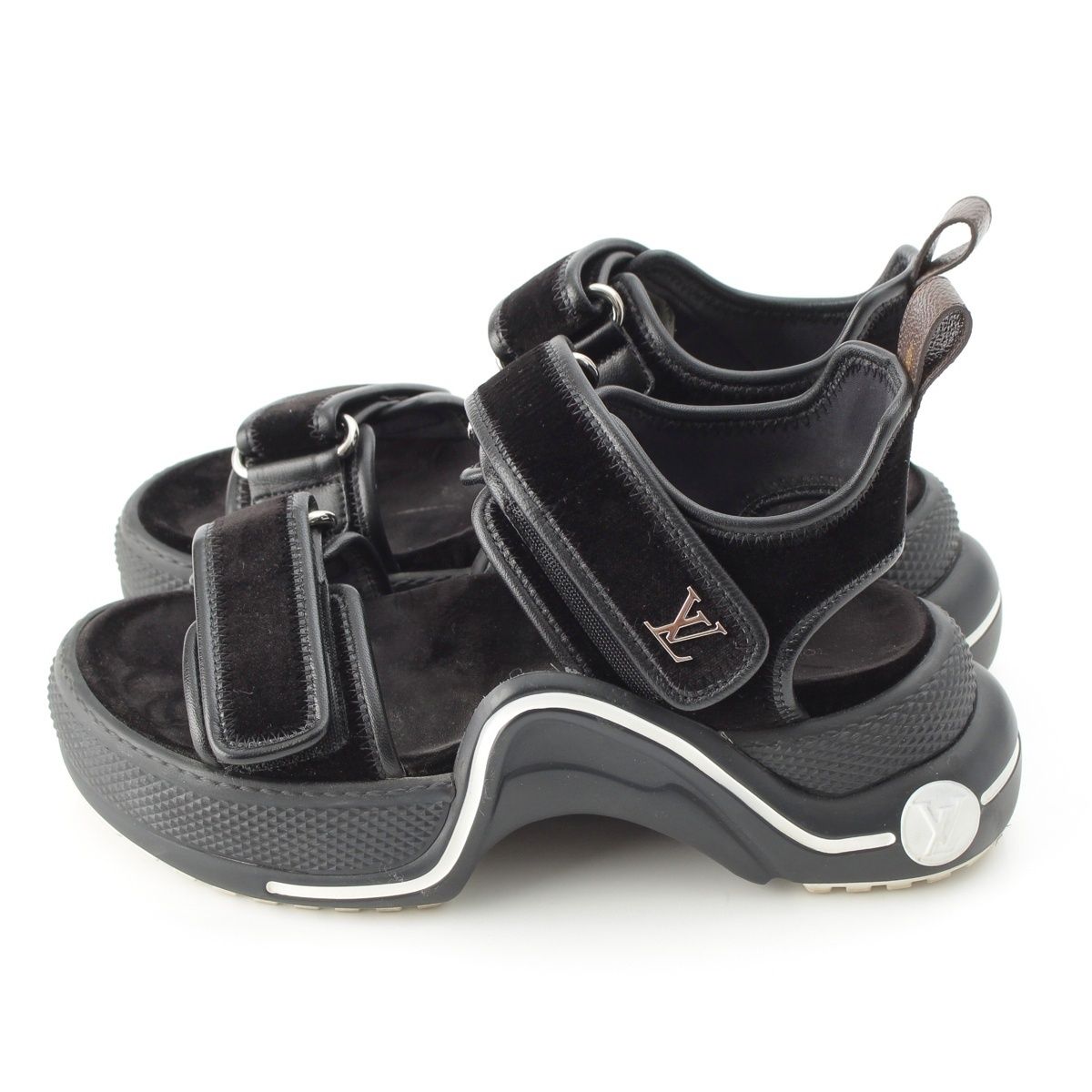 Louis Vuitton LV Arclite Line Velvet Leather Monogram Sandals Black — view 3