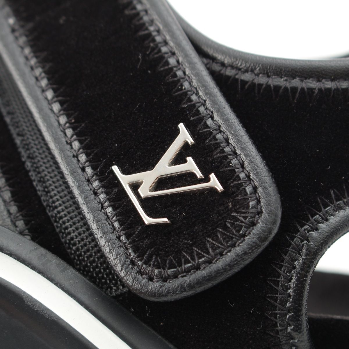 Louis Vuitton LV Arclite Line Velvet Leather Monogram Sandals Black — view 8