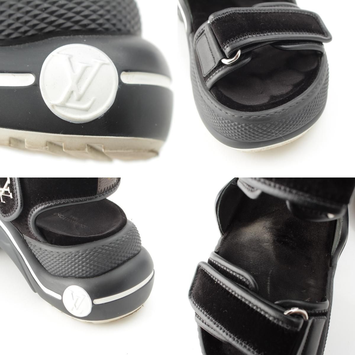 Louis Vuitton LV Arclite Line Velvet Leather Monogram Sandals Black — view 9