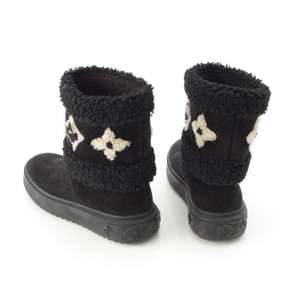 Louis Vuitton Boa Snowdrop Line Monogram Shearling Boots Black — view 4