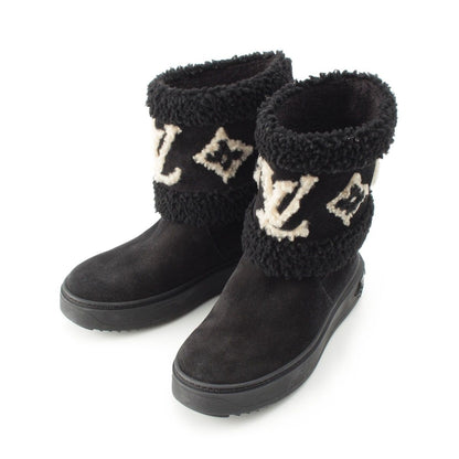 Louis Vuitton Boa Snowdrop Line Monogram Shearling Boots Black