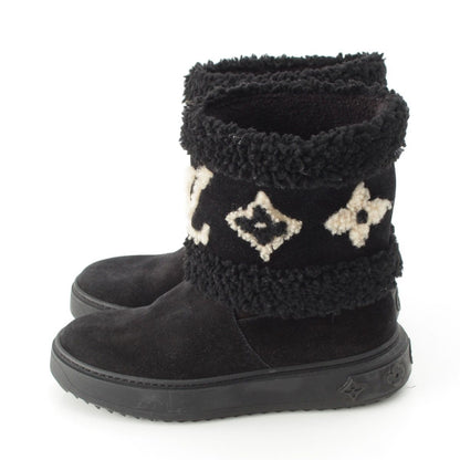 Louis Vuitton Boa Snowdrop Line Monogram Shearling Boots Black — view 3