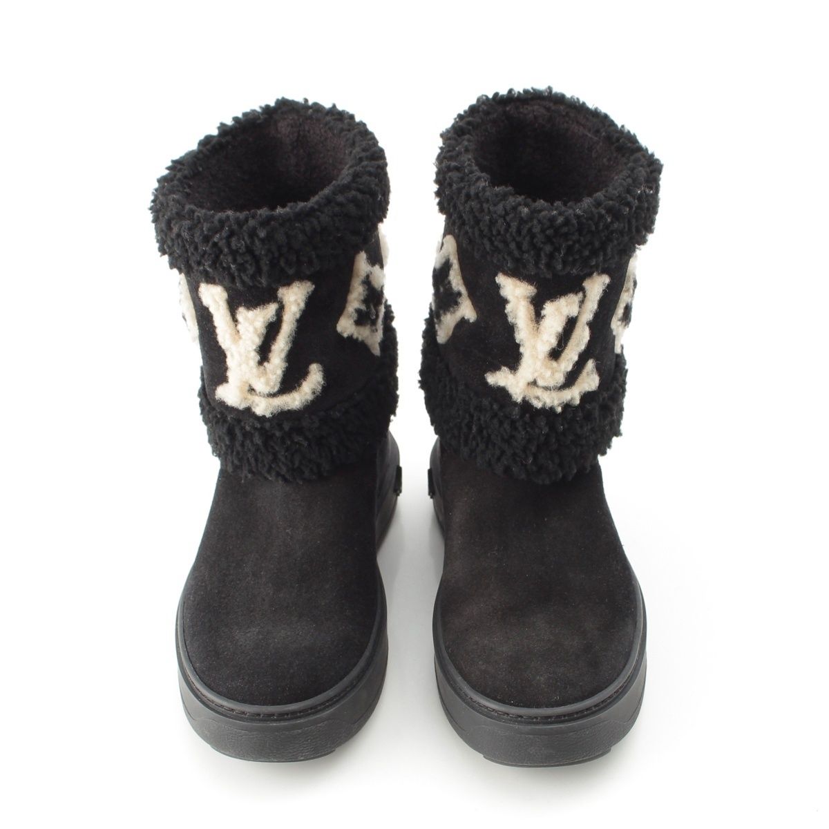 Louis Vuitton Boa Snowdrop Line Monogram Shearling Boots Black — view 2