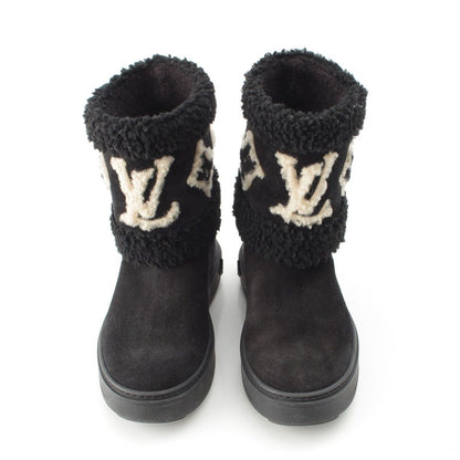 Louis Vuitton Boa Snowdrop Line Monogram Shearling Boots Black — view 2