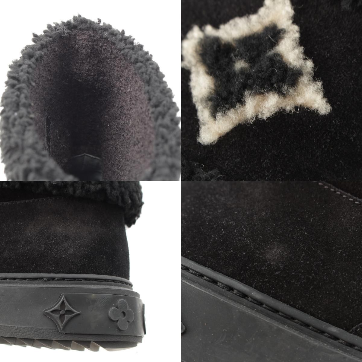 Louis Vuitton Boa Snowdrop Line Monogram Shearling Boots Black — view 9