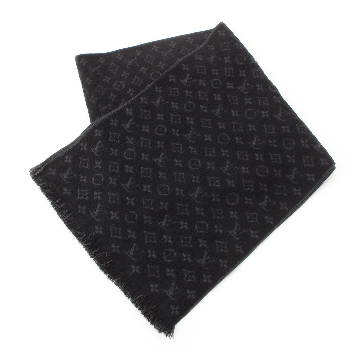 Louis Vuitton Monogram Wool Echarpe Scarf Black