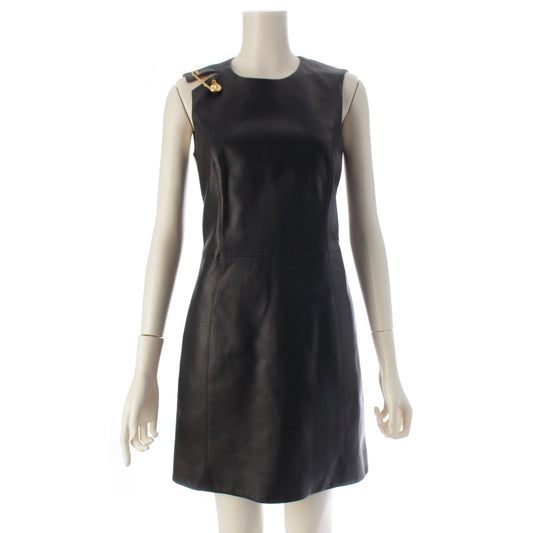 Versace Lambskin Medusa Pin Sleeveless Dress Black 36