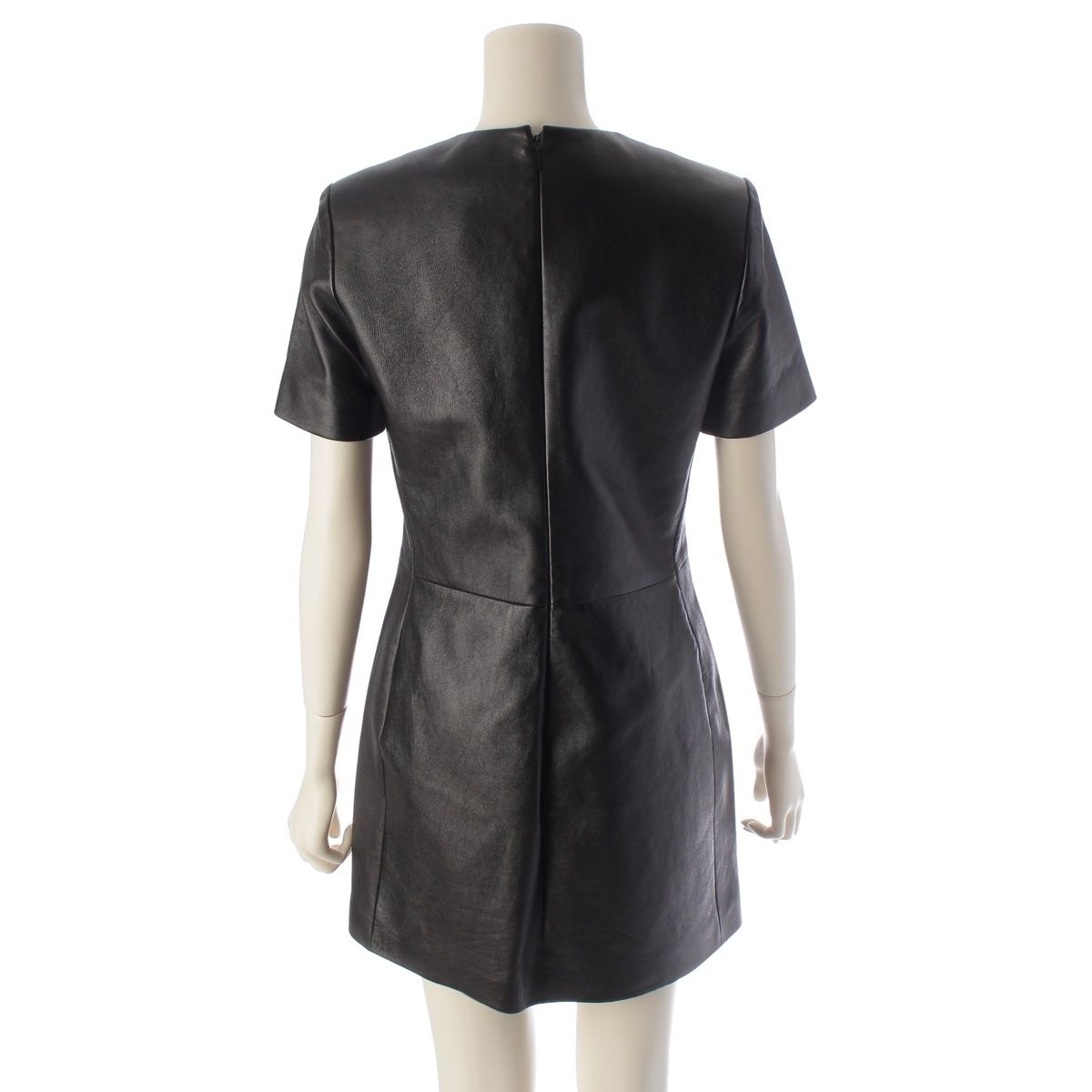Saint Laurent Lambskin Short Sleeve Mini Dress Black — view 4