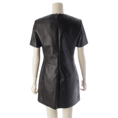 Saint Laurent Lambskin Short Sleeve Mini Dress Black — view 4