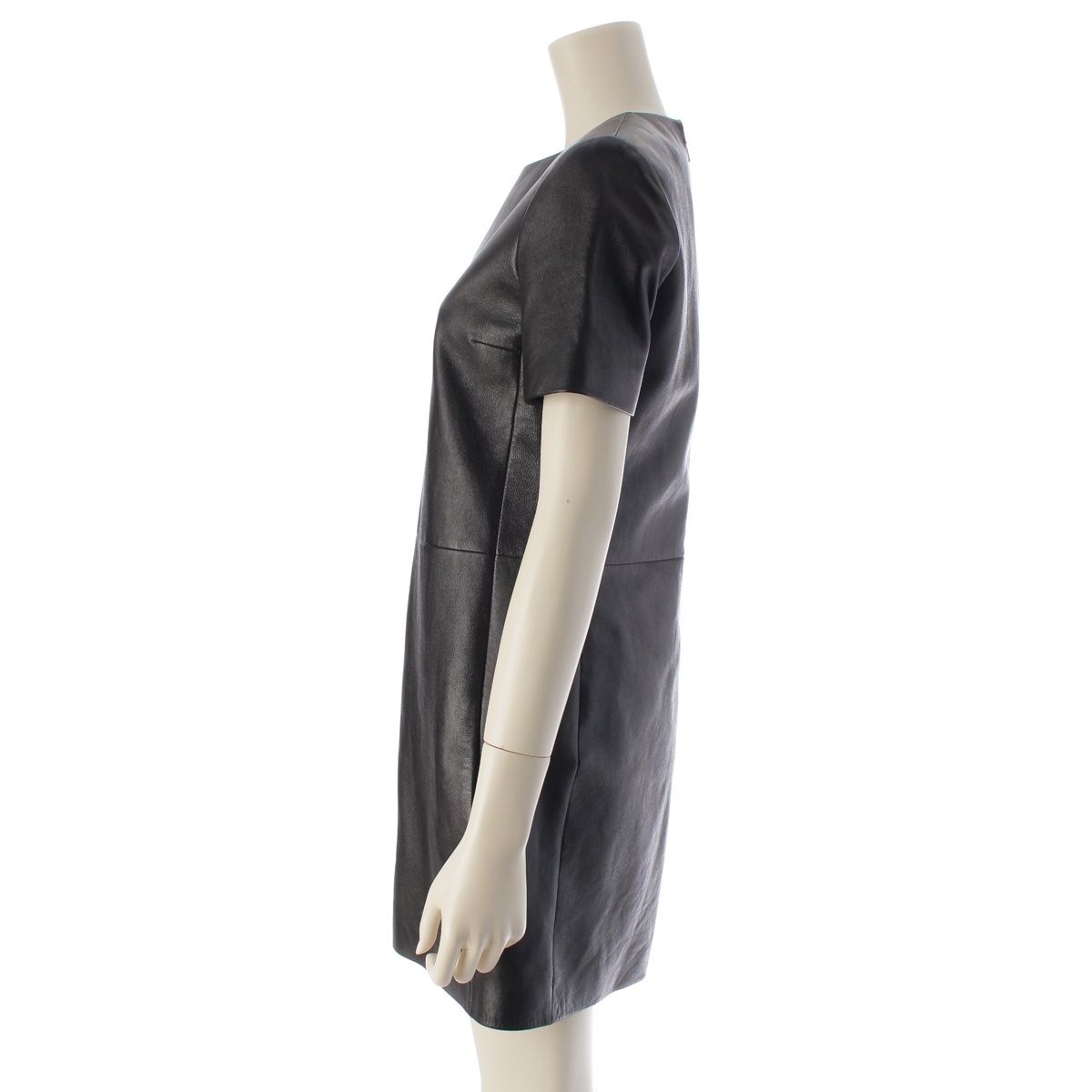 Saint Laurent Lambskin Short Sleeve Mini Dress Black — view 3
