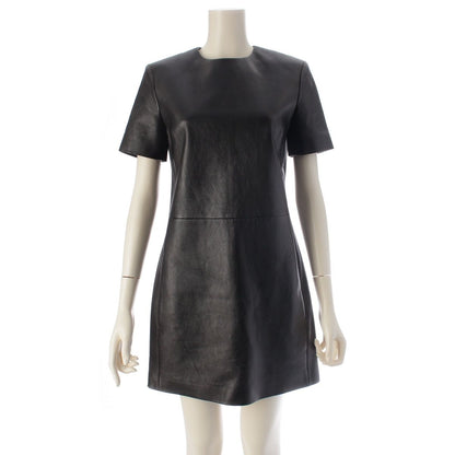 Saint Laurent Lambskin Short Sleeve Mini Dress Black