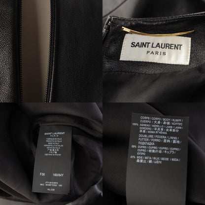 Saint Laurent Lambskin Short Sleeve Mini Dress Black — view 9