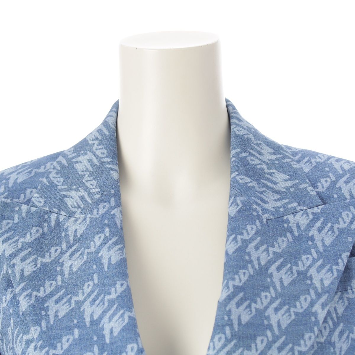 Fendi Chambray All Over Pattern Jacket with Belt Blue 34 — view 5