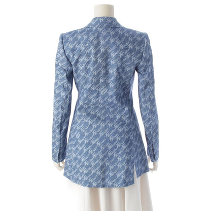 Fendi Chambray All Over Pattern Jacket with Belt Blue 34 — view 4
