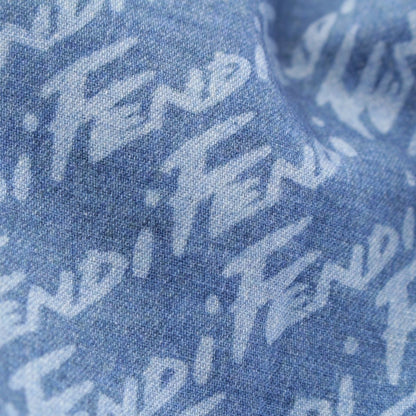 Fendi Chambray All Over Pattern Jacket with Belt Blue 34 — view 9